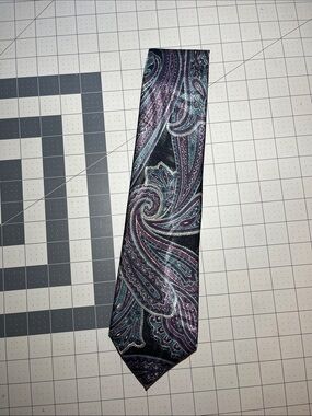 Men's Paisley Silk-Blend Tie in Purple and Teal